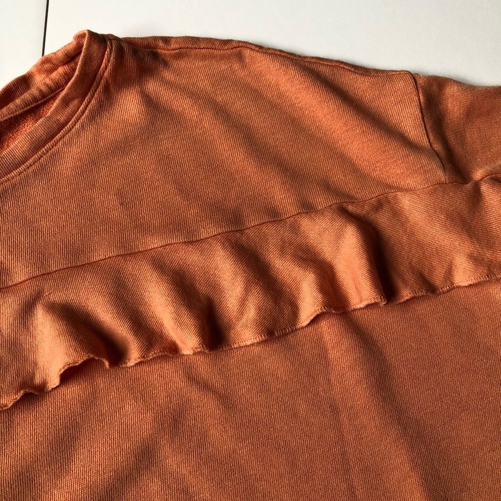 Express Quarter Sleeve Ruffled Sweatshirt - Picture 2 of 4
